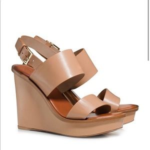 Tory Burch tan wedges